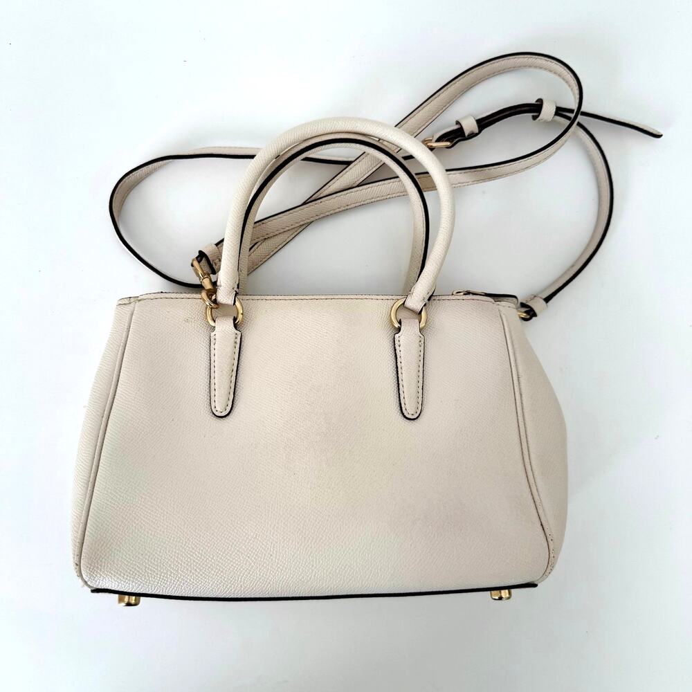 Coach Mini Surrey Carryall Crossgrain Leather Floral Applique Crossbody Chalk - Picture 6 of 16